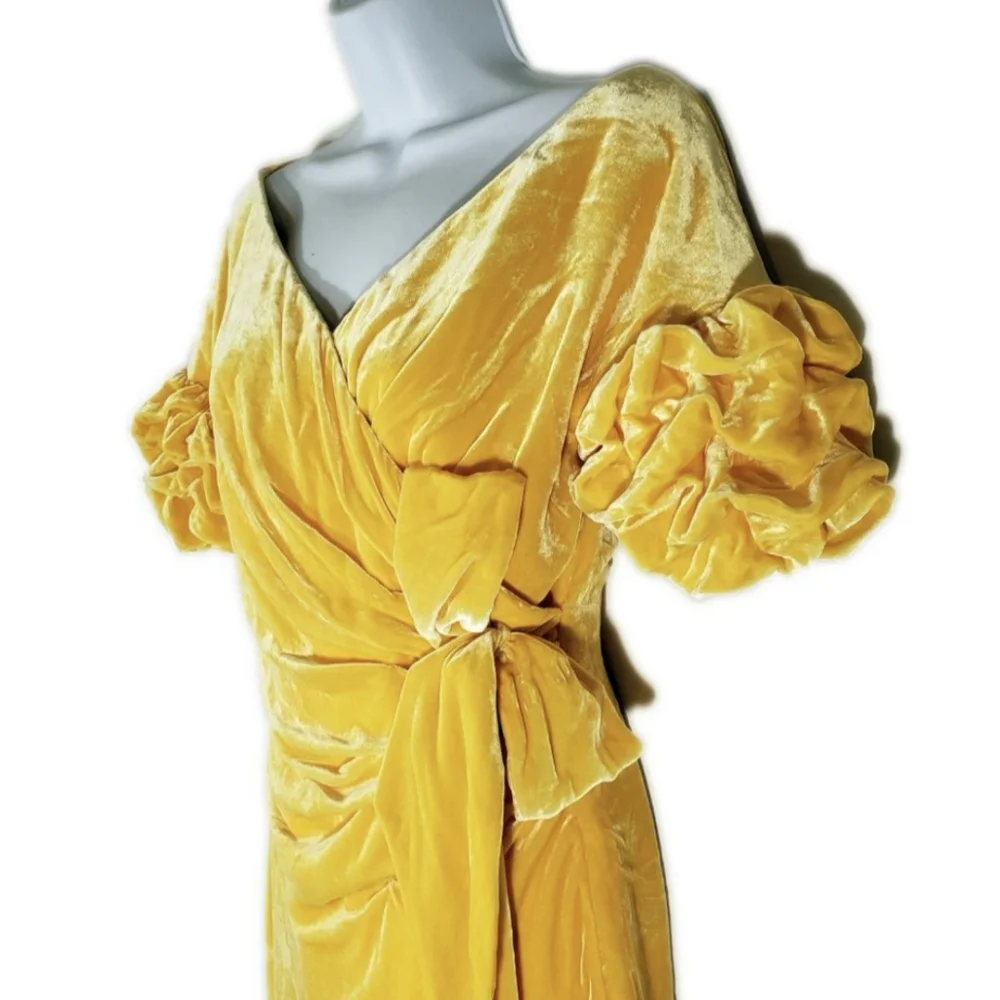 Marigold Velvet Ruched Cocktail Dress XS - Caroline Fame + Partners Free People